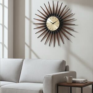 Vintage 60’s MCM Syroco Sunburst Wall Clock